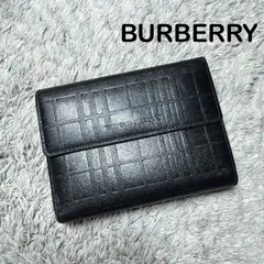 BURBERRY バーバリー 三つ折り財布 本革 レザー ブラック がま口