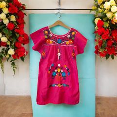 メキシコ刺繍ワンピース☆ フリル袖チュニック - メルカリ