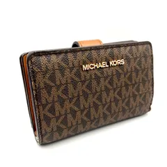 美品◎MICHAEL KORS マイケルコース 二つ折り財布 JET SET TRAVEL シグネチャー コンパクトウォレット レディース