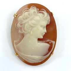 シェルカメオブローチ&ペンダントトップ 女性の横顔モチーフ - メルカリ