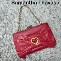 Samantha Thavasa サマンサタバサ コインケース カードケース がま口 財布 ゴールドチェーン レザー 赤