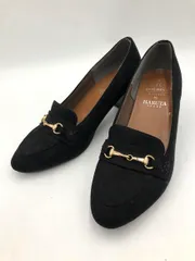 ROPE' PICNIC PASSAGE byHARUTA ロペピクニック×ハルタ スエード ビット付きヒール ローファー シューズ size39/ブラック ■■ レディース