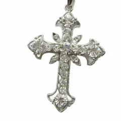 ノーブランド品 ネックレス アクセサリー ペンダント ラインストーン 十字架 シルバー色 ■GY42 /MQ