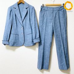ジュンアシダ☆高島屋　クチュール　パンツスーツ　リネン風　スカイブルー　7号 ジュンアシダ☆高島屋 クチュール パンツスーツ リネン風 スカイブルー
