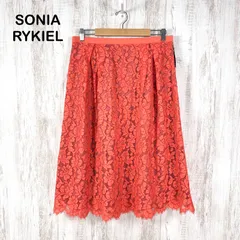 美品 SONIA RYKIEL ソニアリキエル 花柄 総レース ひざ丈 フレアスカート オレンジ レディース 大きいサイズのサムネイル
