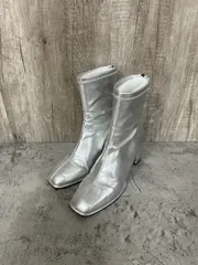 AZUL BY MOUSSY アズールバイマウジー 美脚ショートストレッチブーツ ブーツ sizeL/シルバー ◆■ レディース