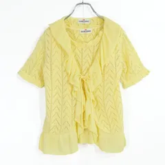 ギャラリービスコンティ★透かし編みが可愛い♪ 半袖カーディガン・ノースリーブブラウスセットアップ サイズM 黄色系 z19705