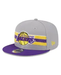 ニューエラ メンズ アクセサリー 帽子 New Era Mens Gray Los Angeles Lakers Chenille Band 9FIFTY Snapback Hat Gray グレー