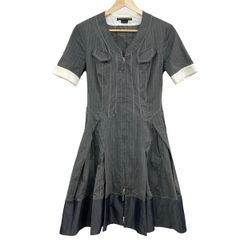 evam eva(エヴァムエヴァ) カーディガン レディース グレー×アイボリー 半袖/シルク evam eva(エヴァムエヴァ) カーディガン レディース グレー×アイボリー