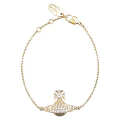 ヴィヴィアンウエストウッド ミニバスレリーフ ラインストーン チェーン ブレスレット ゴールド メッキ レディース Vivienne Westwood【1-0201691】