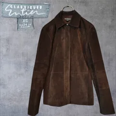 クラシックエンティア 本革 スエード レザー ジャケット ブラウン 無地 アーカイブ 90年代 00年代 希少 上質 レディース XSサイズ相当