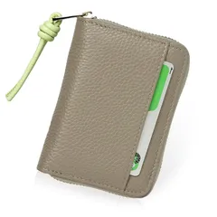 LASIEM(ラシエム) 【お札の収納が「簡単」】 財布 レディース コンパクト ミニ財布 小さい財布 本革 お札を折らない 2つ折り じゃばら スキミング防止 大容量 小銭入れ 母の日 サンドベージュ×ライムグリーン 1