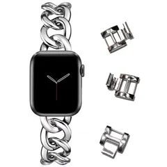 Royce&Roland Apple watch バンドチェーン/メタル シルバー (40mm 41mm 42mm) 長さ調整 工具不要/アップルウォッチ 鎖 時計 ベルト (Series 11 10 9 8 7 6 5 4 SE Ultra) レディース 0