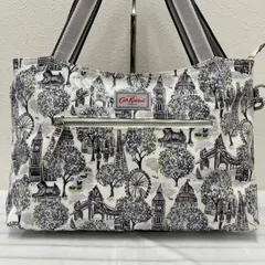 1928　Cath Kidston　キャスキッドソン　2way　ショルダーバッグ　トートバッグ　ハンドバッグ　PVC　コーティング　グレー　ロンドン　イギリス　レディース