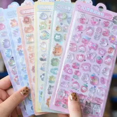 【数量限定】シール 可愛い3d立体ごほうびシール 女の子 おしゃれ6枚セットデコ ご褒美 空気入り中空スマホケース ステッカー 手帳用 diy用 水筒用 手芸用品 贈り物 (通常の空気入りタイプ 6枚セット)