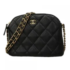 シャネル(Chanel) シャネル ショルダーバッグ マトラッセ チェーンショルダー キャビアスキン ブラック シャンパンレディース