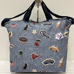 2034　LeSportsac　レスポートサック　2way　ショルダーバッグ　ハンドバッグ　トートバッグ　ワッペン柄　デニム柄　ブルー　青　レディース　軽量　シンプル　カジュアル