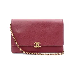 CHANEL シャネル チェーンウォレット ショルダーバッグ レザー レッド ゴールド金具