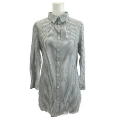 クミキョク 組曲 KUMIKYOKU シャツ ブラウス 2 青 ブルー ストライプ柄 レギュラーカラー 八分袖 /MD ■ECC003