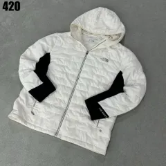 THE NORTH FACE ザノースフェイス 白 フード ダウン ジャケット L