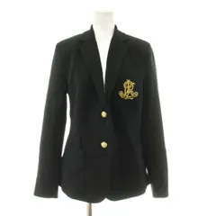 ローレンラルフローレン LAUREN RALPH LAUREN パッチジャカードブレザー テーラードジャケット ロゴ刺繍 金ボタン M 黒 ブラック WMLROTWS6020025 /KU ■ECD003