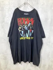 KISS キス オーバーサイズ ビッグシルエット バンドT クルーネック プリント ロゴ Tシャツ size3XL/黒 ■■ メンズ