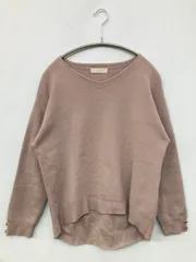 any sis エニィスィス ニット/セーター 2 ベージュ ウール・ニット ナイロン 無地 ミドル丈 長袖 Vネック