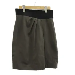 アンタイトル UNTITLED タックスカート バイカラー 2 チャコールグレー ウエスト切り替え フロントプリーツ 膝丈 /SH ■ECB003