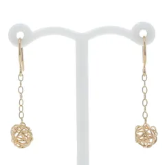 K18YG イエローゴールド ピアス フック ボール 毛糸玉 モチーフ 透かし スイング デザイン【新品仕上済】【zz】【中古】