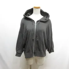 ダブルクローゼット w closet 七分袖 ジップ パーカー F チャコールグレー 薄手スウェット ドロップショルダーのサムネイル