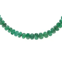 STERLING SILVER925 シルバー ネックレス エメラルド 一連 カットビーズ ボタン グラデ 47cm【新品仕上済】【zz】【中古】