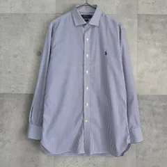 ポロ ラルフローレン スモールポニー ストライプ柄 スリムフィット 長袖シャツ ブルー / ホワイト メンズ