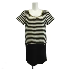 ロペピクニック ROPE Picnic ドッキングワンピース 膝丈 38 ベージュ 黒 ブラック ボーダー柄 半袖 /YU ■ECA004