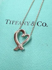 D【ヴィンテージ】ティファニー Tiffany & Co. 1P ダイヤ　ラビングハート　パロマピカソ　silver 925 エルサ ペレッティ  ネックレス 箱付き
