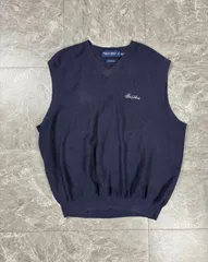 【雰囲気抜群】ポロゴルフ ラルフローレン Vネックベスト XL 紺 ネイビー 刺繍ロゴ シティボーイ 90s 00s US古着 POLO GOLF