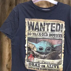 キャラ Tシャツ ベビーヨーダ　スターウォーズ　STARWARS WANTED　ムービー 黒   Lサイズ SF 映画 古着 ビンテージ used vintage  p10