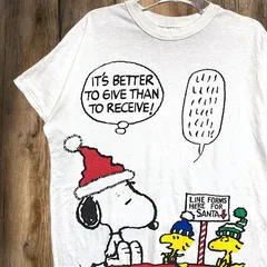 キャラ Tシャツ スヌーピー　ウッドストック　ピーナッツ　PEANUTS アメコミ 白   XL相当サイズ クリスマス　アニメ 古着 ビンテージ used vintage  p10