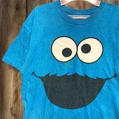 キャラ Tシャツ セサミストリート　 クッキーモンスター　テレビ　番組 水色   Lサイズ  古着 ビンテージ used vintage  p10