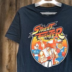 게임 T셔츠 스트리트 파이터 STREET FIGHTER 격투 레트로 블랙 M사이즈 헌 옷 ​​빈티지 used vintage p20/