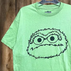 キャラ Tシャツ セサミストリート　 オスカー・ザ・グラウチ　テレビ　番組 黄緑   XLサイズ SESAME STREET 古着 ビンテージ used vintage  p20/