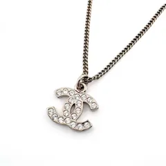 CHANEL ココマーク/CC ラインストーン シルバー ネックレス 2009年 09V フランス製 鑑定済み 正規品 シャネル