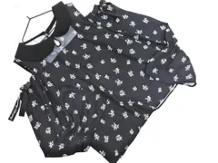Ank Rouge アンクルージュ 総柄 カットオープンショルダー ブラウス シャツ sizeM/黒 ■◇ レディース
