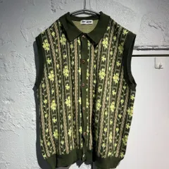 TTT_MSW ティー 22SS Flower Jacquared Knit Vest ニットベスト TTT-2022SS-KT01 グリーン系 size:L【表参道A10】のサムネイル