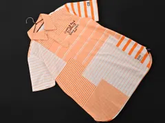Cutter Buck カッターアンドバック ゴルフ ボーダー 半袖 ボタンダウン 刺繍 ポロシャツ sizeM/白ｘオレンジ ■◆ メンズのサムネイル