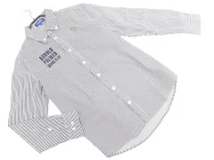 arnold palmer アーノルドパーマー GOLF ゴルフ ストライプ 刺繍 ボタンダウン 長袖 シャツ sizeM/白ｘ紺 ■◇ メンズ