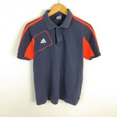 00s adidas アディダス ポロシャツ ロゴ刺繍 ネイビー Mサイズ メンズ 古着 スポーツMIX ストリート