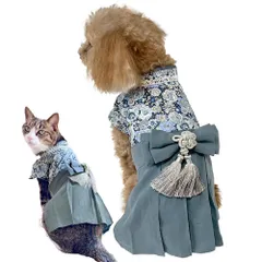 【新着商品】regalo ペット用袴 犬 犬服 小型犬 袴 猫 ペット用 晴れ着 和装 フォーマル 和服 着物 服 お宮参り 結婚式 花柄 ドッグウェア (ネイビー（ロイヤルネイビー）)