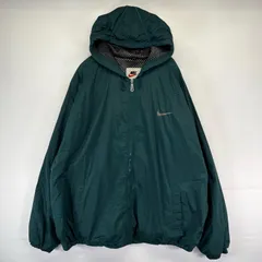 古着 90's/90年代 ナイキ NIKE ジャケット フルジップ スウッシュ ナイロン フーディー 大きいサイズ 3XLT  グリーン系 メンズ