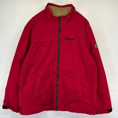 古着 ティンバーランド Timberland ジャケット フルジップ ワンポイントロゴ 中綿 大きいサイズ フリースライナー 2XL  レッド系 メンズ