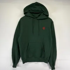 古着 チャンピオン Champion パーカー 刺繍デザイン プルオーバー 袖ワンポイント スウェット フーディ S  グリーン系 メンズ